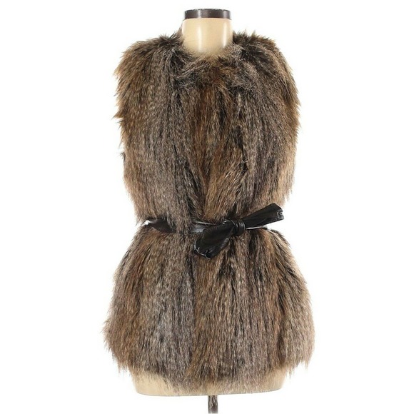 Trina Turk Jackets & Blazers - Trina Turk M Braden Faux Fur Vest Jacket Belted